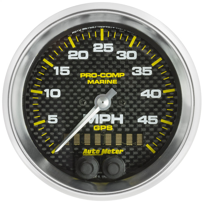 AutoMeter 200635-40 GAUGE; SPEEDOMETER; 3 3/8in.; 50MPH; GPS; MARINE CARBON FIBER - Truck Part Superstore