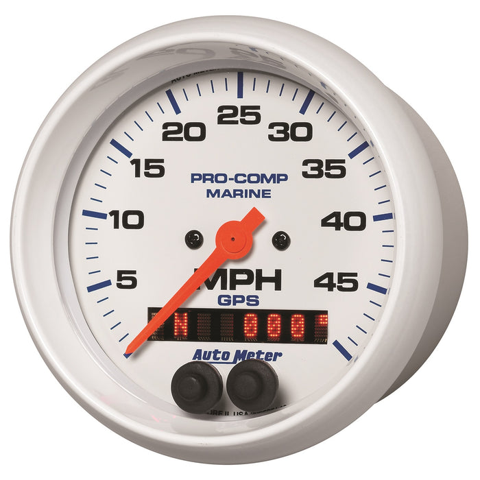 AutoMeter 200635 GAUGE; SPEEDOMETER; 3 3/8in.; 50MPH; GPS; MARINE WHITE - Truck Part Superstore