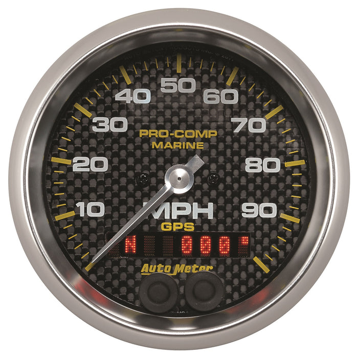 AutoMeter 200636-40 GAUGE; SPEEDOMETER; 3 3/8in.; 100MPH; GPS; MARINE CARBON FIBER - Truck Part Superstore