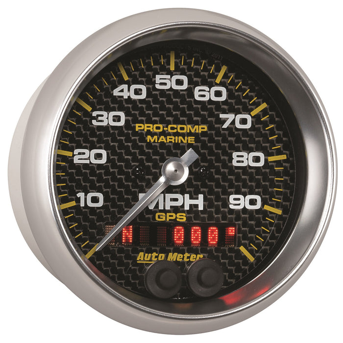 AutoMeter 200636-40 GAUGE; SPEEDOMETER; 3 3/8in.; 100MPH; GPS; MARINE CARBON FIBER - Truck Part Superstore
