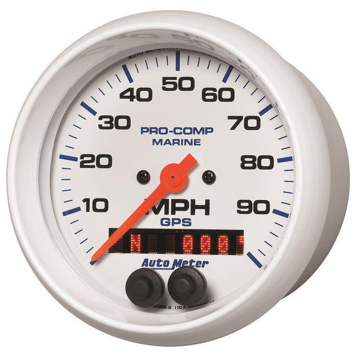 AutoMeter 200636 GAUGE; SPEEDOMETER; 3 3/8in.; 100MPH; GPS; MARINE WHITE - Truck Part Superstore