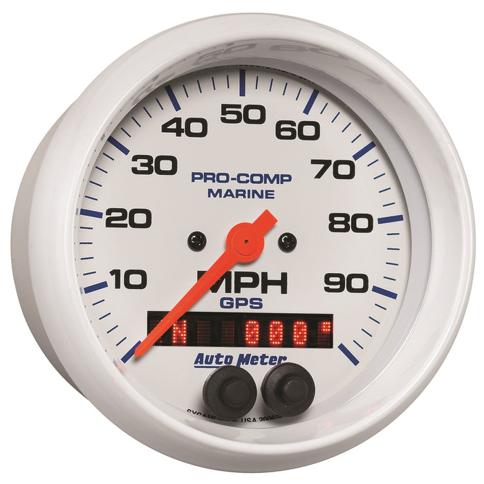 AutoMeter 200636 GAUGE; SPEEDOMETER; 3 3/8in.; 100MPH; GPS; MARINE WHITE - Truck Part Superstore