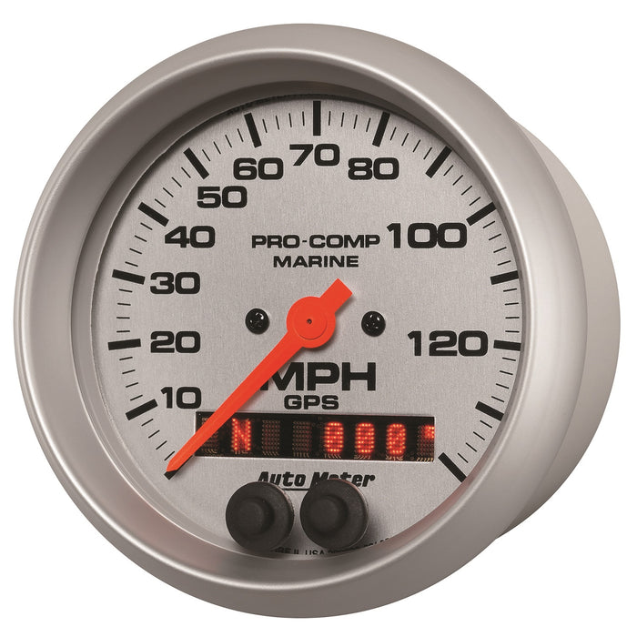 AutoMeter 200638-33 3-3/8in. GPS SPEEDOMETER; 0-140 MPH; MARINE SILVER ULTRA-LITE - Truck Part Superstore