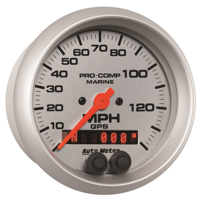 AutoMeter 200638-33 3-3/8in. GPS SPEEDOMETER; 0-140 MPH; MARINE SILVER ULTRA-LITE - Truck Part Superstore