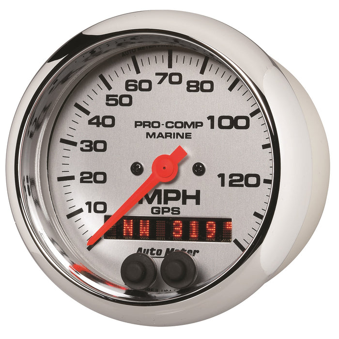 AutoMeter 200638-35 3-3/8in. GPS SPEEDOMETER; 0-140 MPH; MARINE CHROME ULTRA-LITE - Truck Part Superstore