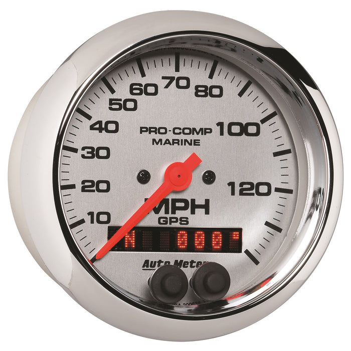 AutoMeter 200638-35 3-3/8in. GPS SPEEDOMETER; 0-140 MPH; MARINE CHROME ULTRA-LITE - Truck Part Superstore