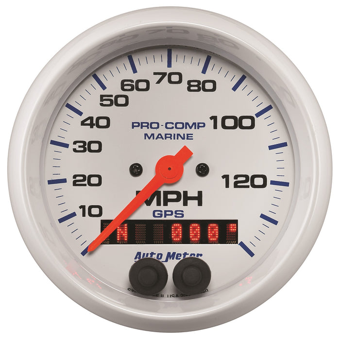 AutoMeter 200638 GAUGE; SPEEDOMETER; 3 3/8in.; 140MPH; GPS; MARINE WHITE - Truck Part Superstore