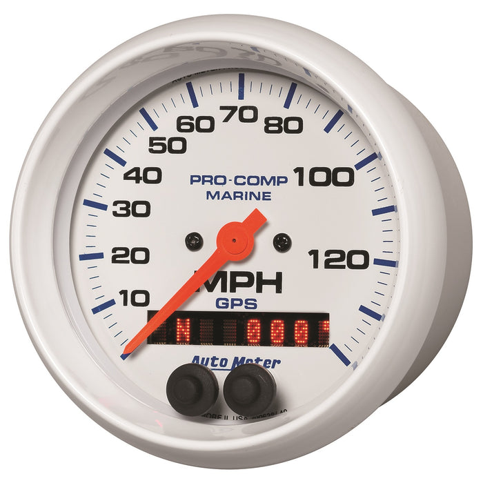 AutoMeter 200638 GAUGE; SPEEDOMETER; 3 3/8in.; 140MPH; GPS; MARINE WHITE - Truck Part Superstore