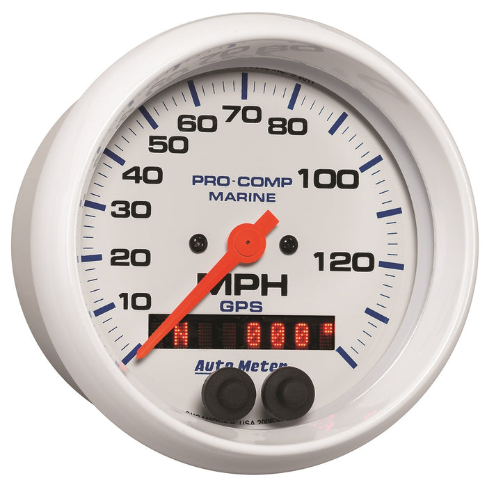 AutoMeter 200638 GAUGE; SPEEDOMETER; 3 3/8in.; 140MPH; GPS; MARINE WHITE - Truck Part Superstore
