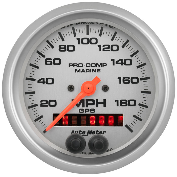 AutoMeter 200639-33 3-3/8in. GPS SPEEDOMETER; 0-200 MPH; MARINE SILVER ULTRA-LITE - Truck Part Superstore