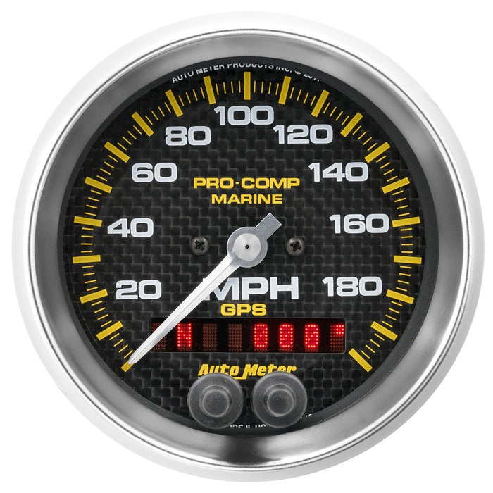 AutoMeter 200639-40 GAUGE; SPEEDOMETER; 3 3/8in.; 200MPH; GPS; MARINE CARBON FIBER - Truck Part Superstore