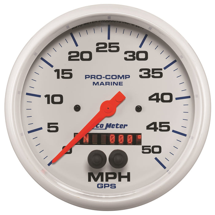 AutoMeter 200644 GAUGE; SPEEDOMETER; 5in.; 50MPH; GPS; MARINE WHITE - Truck Part Superstore