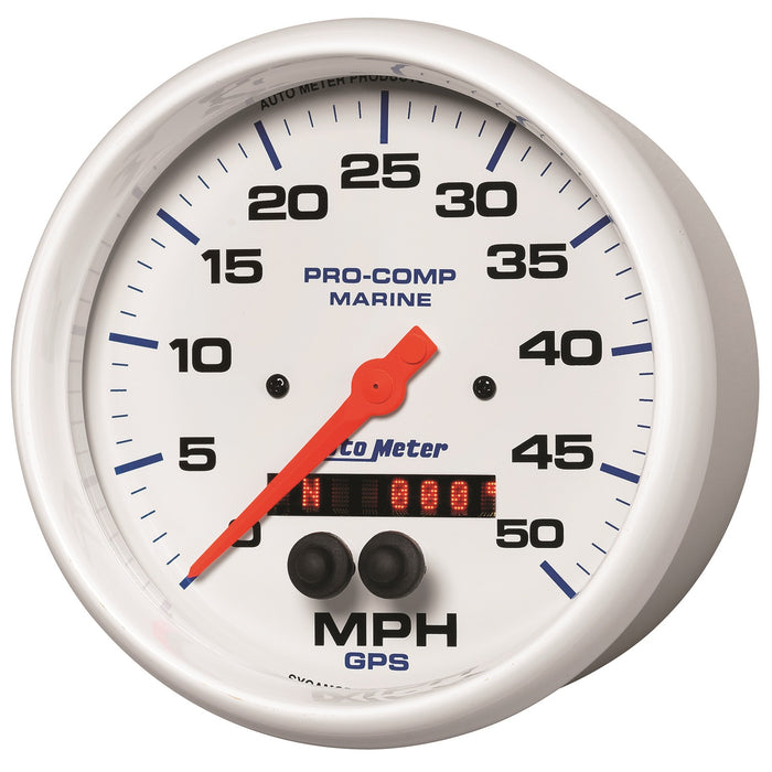 AutoMeter 200644 GAUGE; SPEEDOMETER; 5in.; 50MPH; GPS; MARINE WHITE - Truck Part Superstore