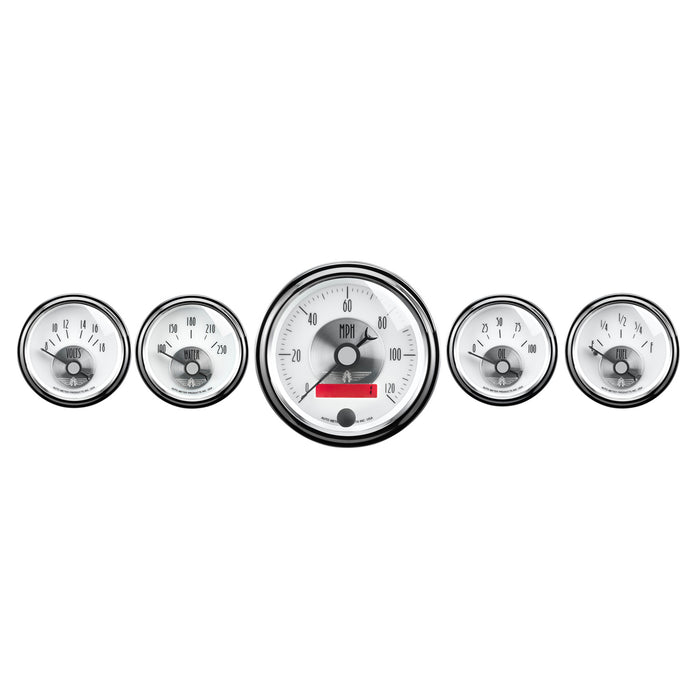 AutoMeter 2006 GAUGE KIT; 5 PC.; 3 3/8in./2 1/16in.; ELEC. SPEEDO W/LCD ODO; PRESTIGE PEARL - Truck Part Superstore