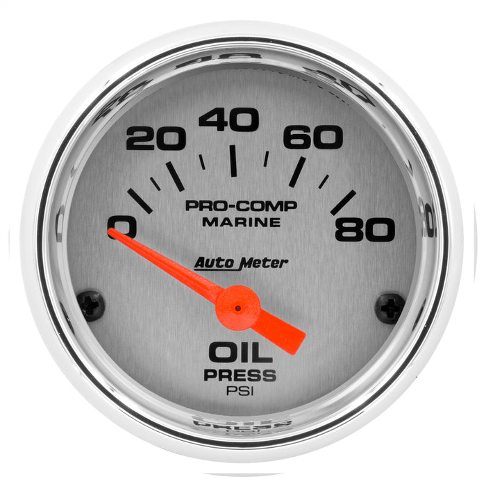 AutoMeter 200744-35 GAUGE; OIL PRESSURE; 2 1/16in.; 80PSI; ELECTRIC; MARINE CHROME - Truck Part Superstore