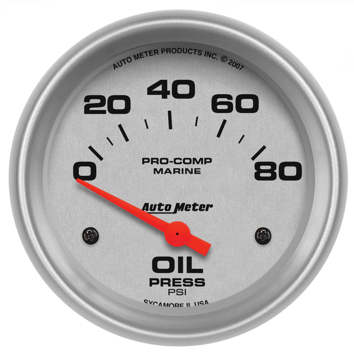 AutoMeter 200747-33 GAUGE; OIL PRESSURE; 2 5/8in.; 80PSI; ELECTRIC; MARINE SILVER - Truck Part Superstore