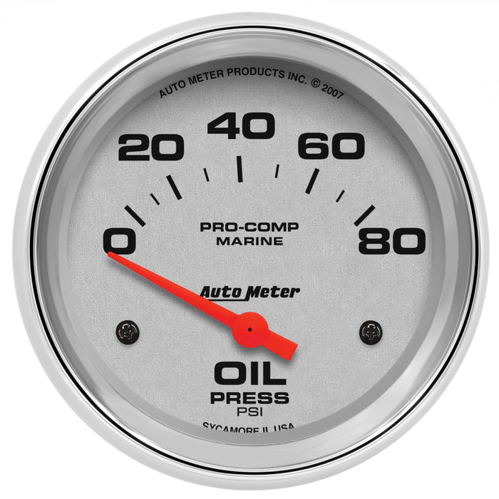 AutoMeter 200747-35 GAUGE; OIL PRESSURE; 2 5/8in.; 80PSI; ELECTRIC; MARINE CHROME - Truck Part Superstore