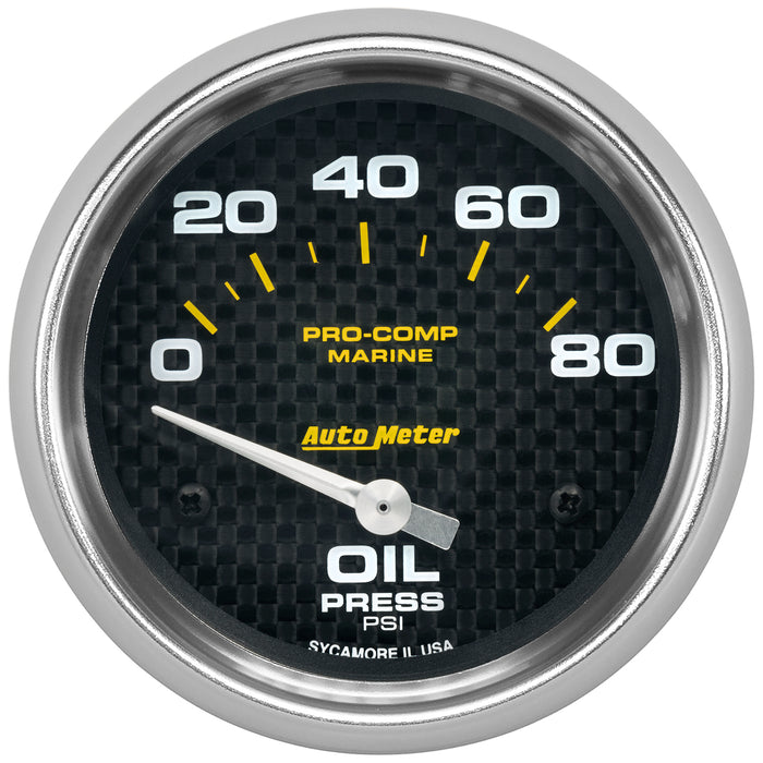 AutoMeter 200747-40 GAUGE; OIL PRESSURE; 2 5/8in.; 80PSI; ELECTRIC; MARINE CARBON FIBER - Truck Part Superstore