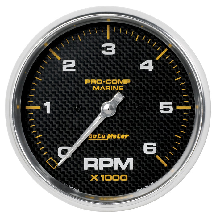AutoMeter 200750-40 5in. IN-DASH TACHOMETER; 0-6;000 RPM; MARINE CARBON FIBER - Truck Part Superstore