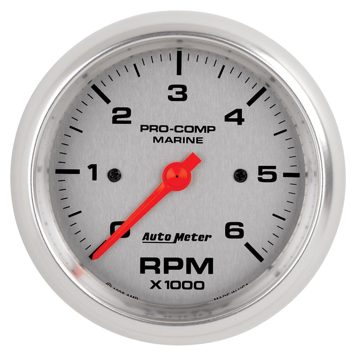 AutoMeter 200752-33 3-3/8in. IN-DASH TACHOMETER; 0-6;000 RPM; MARINE SILVER ULTRA-LITE - Truck Part Superstore