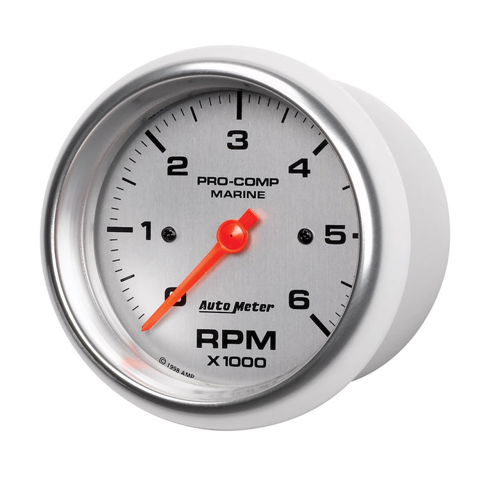 AutoMeter 200752-33 3-3/8in. IN-DASH TACHOMETER; 0-6;000 RPM; MARINE SILVER ULTRA-LITE - Truck Part Superstore
