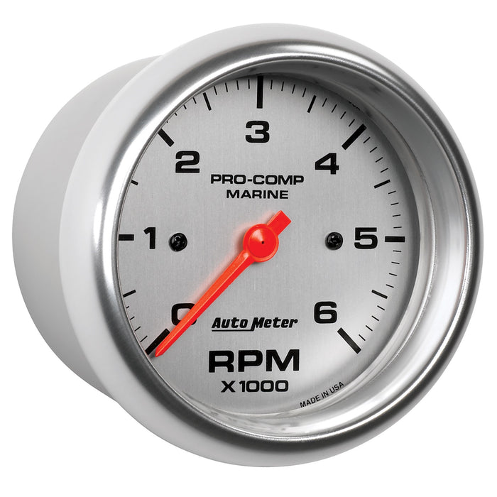 AutoMeter 200752-33 3-3/8in. IN-DASH TACHOMETER; 0-6;000 RPM; MARINE SILVER ULTRA-LITE - Truck Part Superstore