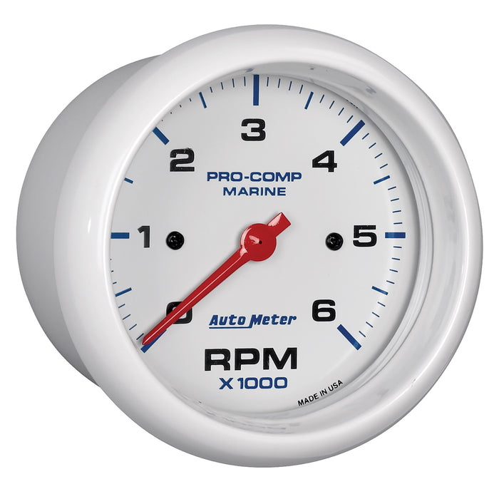 AutoMeter 200752 3-3/8in. IN-DASH TACHOMETER; 0-6;000 RPM; MARINE WHITE - Truck Part Superstore