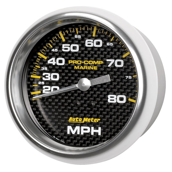 AutoMeter 200753-40 GAUGE; SPEEDOMETER; 3 3/8in.; 80MPH; MECHANICAL; MARINE CARBON FIBER - Truck Part Superstore