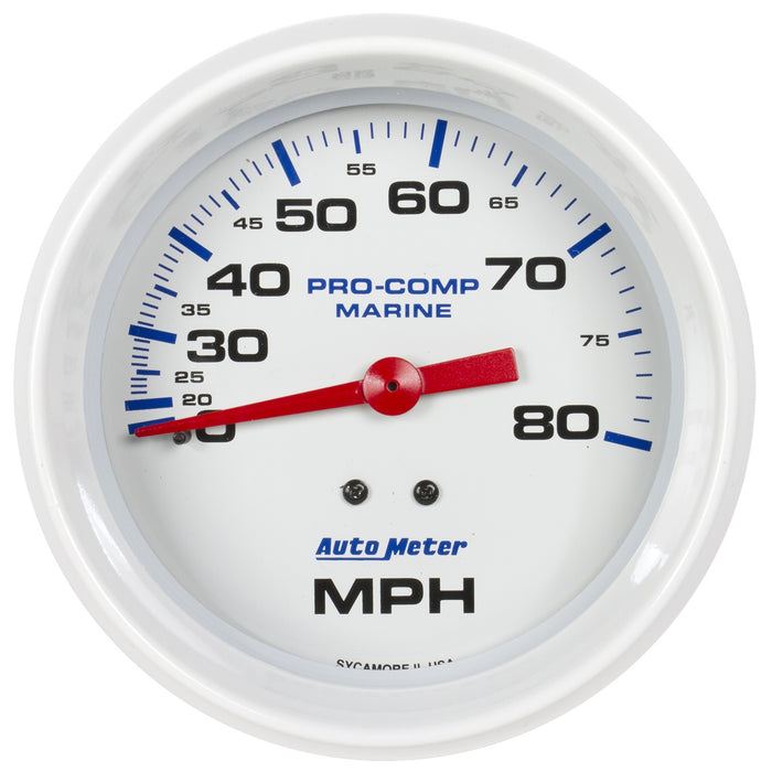 AutoMeter 200753 GAUGE; SPEEDOMETER; 3 3/8in.; 80MPH; MECHANICAL; MARINE WHITE - Truck Part Superstore