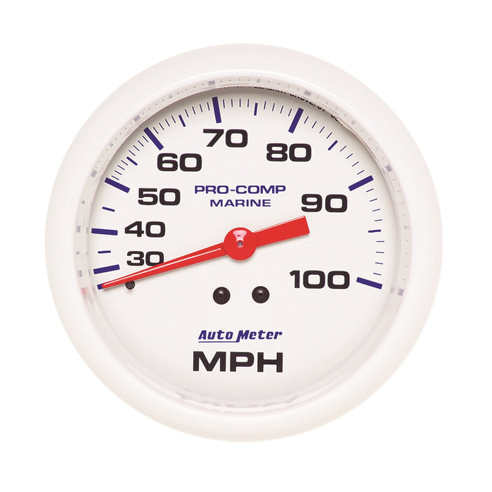 AutoMeter 200754 GAUGE; SPEEDOMETER; 3 3/8in.; 100MPH; MECHANICAL; MARINE WHITE - Truck Part Superstore