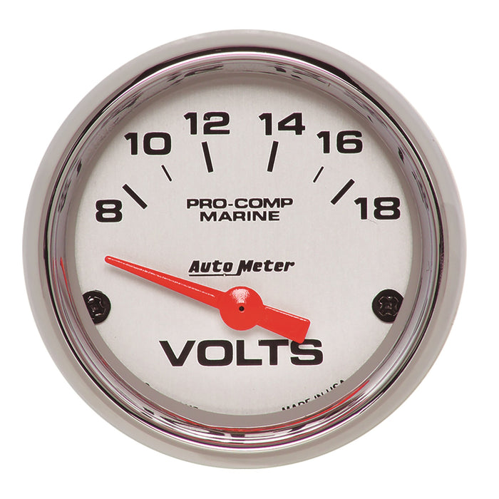 AutoMeter 200756-35 GAUGE; VOLTMETER; 2 1/16in.; 18V; ELECTRIC; MARINE CHROME - Truck Part Superstore