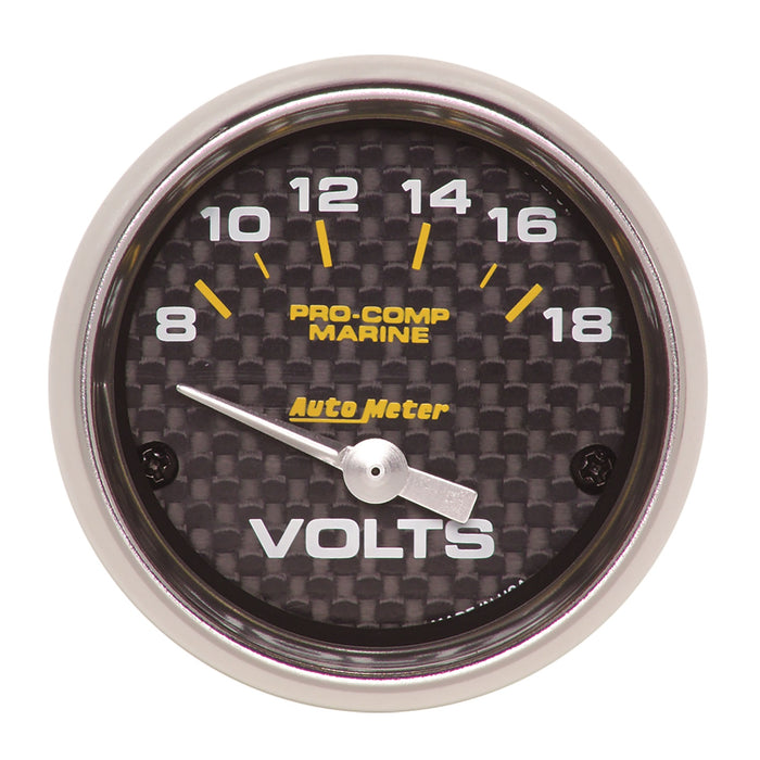 AutoMeter 200756-40 GAUGE; VOLTMETER; 2 1/16in.; 18V; ELECTRIC; MARINE CARBON FIBER - Truck Part Superstore