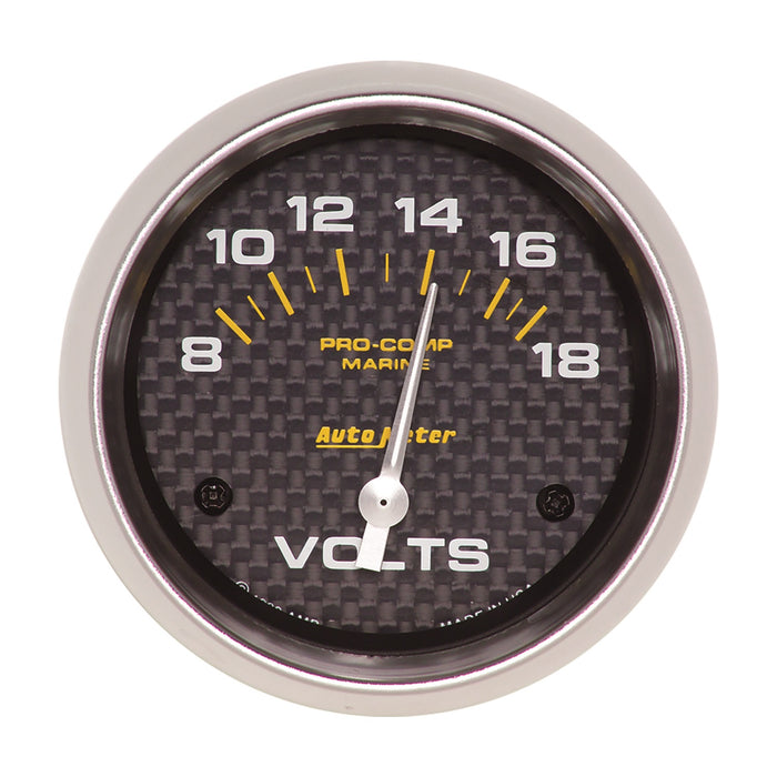 AutoMeter 200757-40 GAUGE; VOLTMETER; 2 5/8in.; 18V; ELECTRIC; MARINE CARBON FIBER - Truck Part Superstore