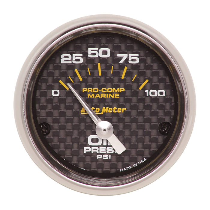 AutoMeter 200758-40 GAUGE; OIL PRESSURE; 2 1/16in.; 100PSI; ELECTRIC; MARINE CARBON FIBER - Truck Part Superstore