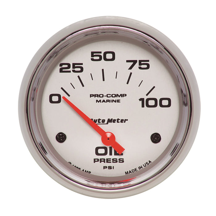 AutoMeter 200759-35 GAUGE; OIL PRESSURE; 2 5/8in.; 100PSI; ELECTRIC; MARINE CHROME - Truck Part Superstore