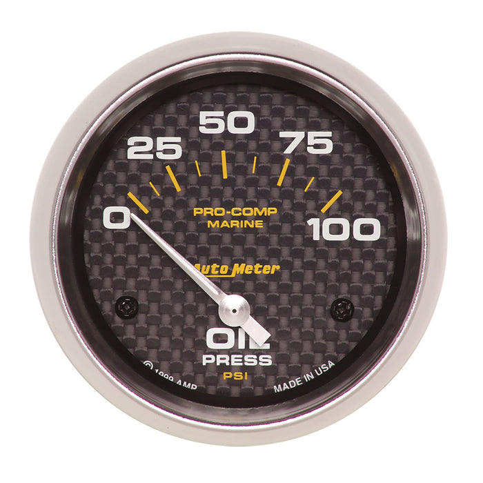 AutoMeter 200759-40 GAUGE; OIL PRESSURE; 2 5/8in.; 100PSI; ELECTRIC; MARINE CARBON FIBER - Truck Part Superstore
