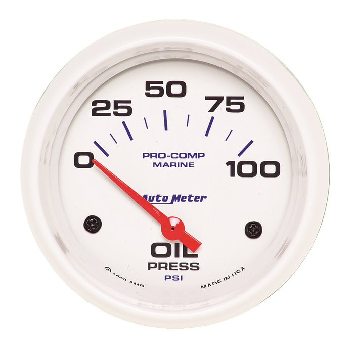 AutoMeter 200759 GAUGE; OIL PRESSURE; 2 5/8in.; 100PSI; ELECTRIC; MARINE WHITE - Truck Part Superstore