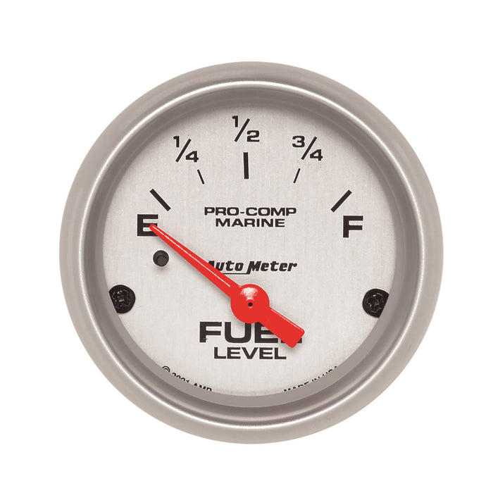 AutoMeter 200760-33 GAUGE; FUEL LEVEL; 2 1/16in.; 240OE TO 33OF; ELEC; MARINE SILVER - Truck Part Superstore