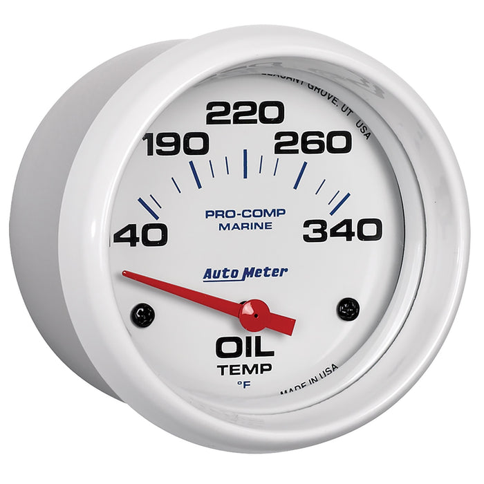 AutoMeter 200765 GAUGE; OIL TEMP; 2 5/8in.; 140-300deg.F; ELECTRIC; MARINE WHITE - Truck Part Superstore
