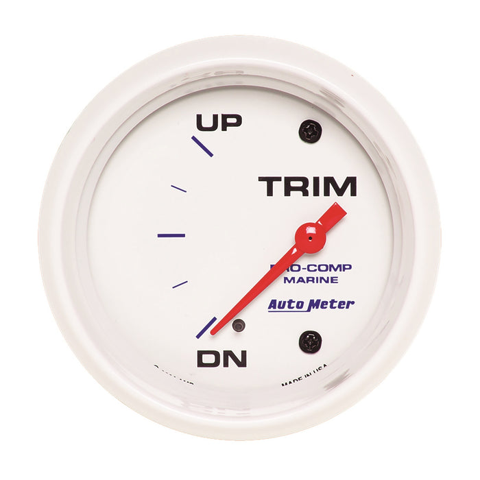 AutoMeter 200767 GAUGE; TRIM LEVEL; 2 5/8in.; 0ODOWN-90OUP; ELECTRIC; MARINE WHITE - Truck Part Superstore
