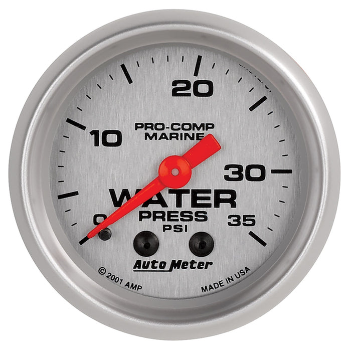 AutoMeter 200772-33 GAUGE; WATER PRESS; 2 1/16in.; 35PSI; MECHANICAL; MARINE SILVER - Truck Part Superstore