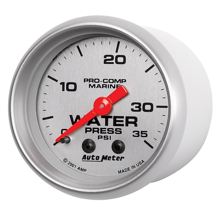 AutoMeter 200772-33 GAUGE; WATER PRESS; 2 1/16in.; 35PSI; MECHANICAL; MARINE SILVER - Truck Part Superstore