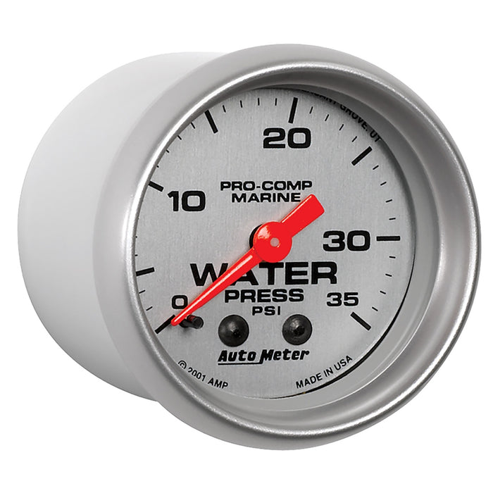 AutoMeter 200772-33 GAUGE; WATER PRESS; 2 1/16in.; 35PSI; MECHANICAL; MARINE SILVER - Truck Part Superstore