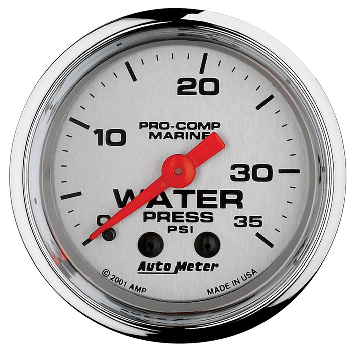 AutoMeter 200772-35 GAUGE; WATER PRESS; 2 1/16in.; 35PSI; MECHANICAL; MARINE CHROME - Truck Part Superstore