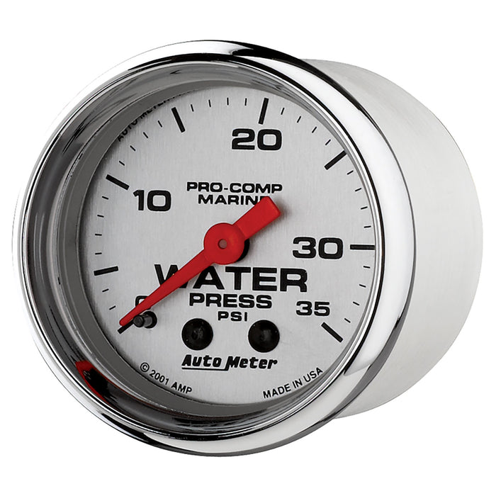 AutoMeter 200772-35 GAUGE; WATER PRESS; 2 1/16in.; 35PSI; MECHANICAL; MARINE CHROME - Truck Part Superstore