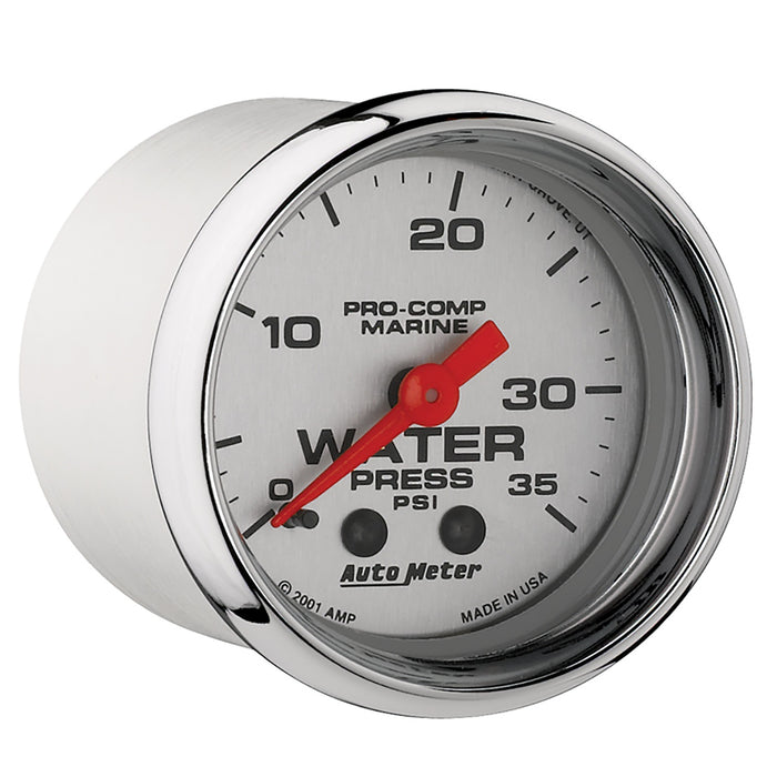 AutoMeter 200772-35 GAUGE; WATER PRESS; 2 1/16in.; 35PSI; MECHANICAL; MARINE CHROME - Truck Part Superstore