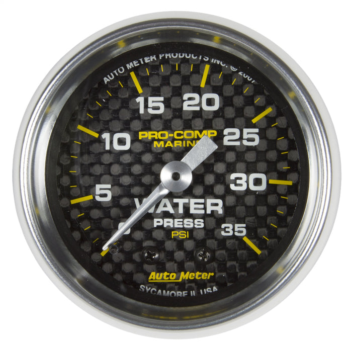 AutoMeter 200772-40 GAUGE; WATER PRESS; 2 1/16in.; 35PSI; MECHANICAL; MARINE CARBON FIBER - Truck Part Superstore