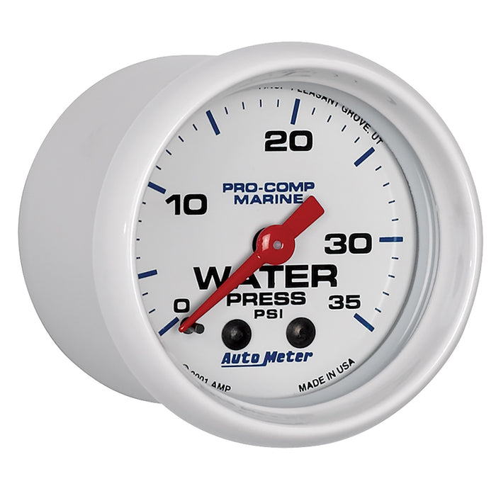 AutoMeter 200772 GAUGE; WATER PRESS; 2 1/16in.; 35PSI; MECHANICAL; MARINE WHITE - Truck Part Superstore