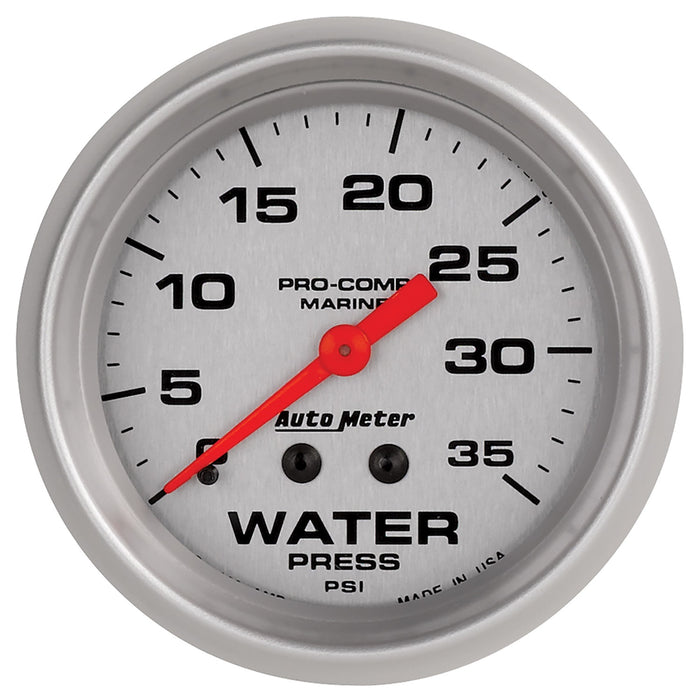 AutoMeter 200773-33 GAUGE; WATER PRESS; 2 5/8in.; 35PSI; MECHANICAL; MARINE SILVER - Truck Part Superstore