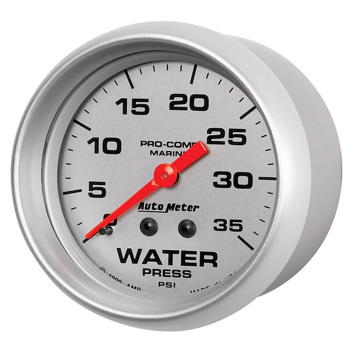 AutoMeter 200773-33 GAUGE; WATER PRESS; 2 5/8in.; 35PSI; MECHANICAL; MARINE SILVER - Truck Part Superstore